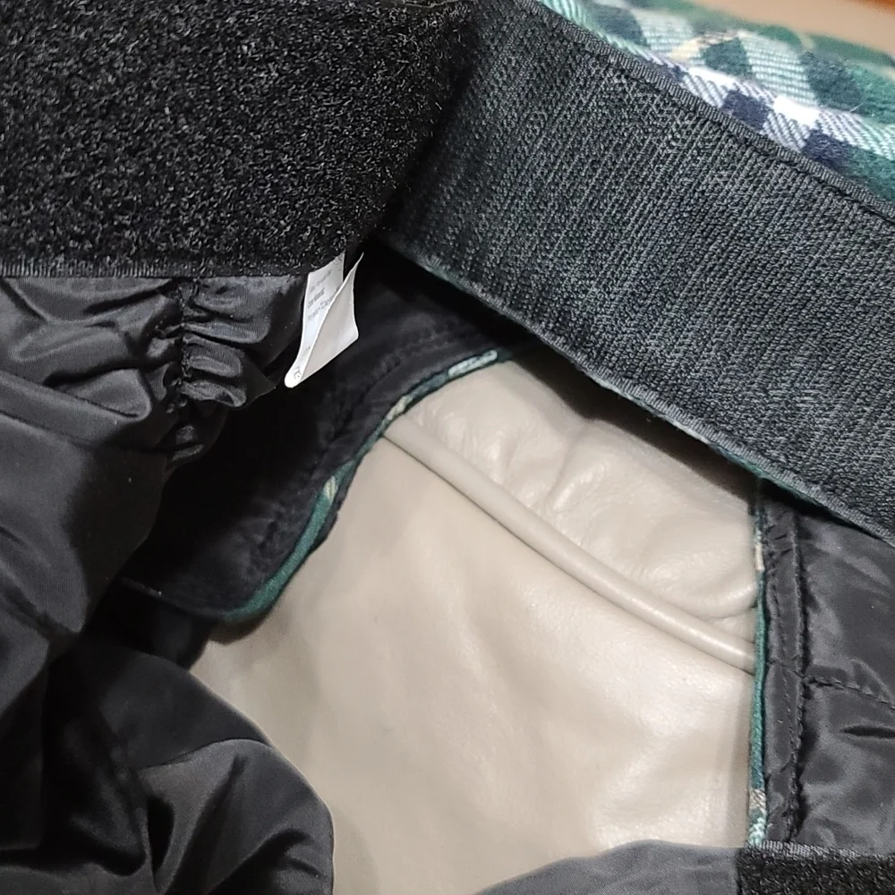 Large DOG‎ Coat Flannel Quilted Hook&Loop Green/White/Tan Plaid 27x21